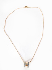 Herme's Necklace Rose Gold Gray