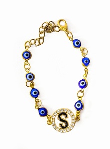 Blue Eye Gold Plated Letter S Bracelet