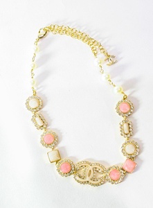 Channel Pearl Crystal Necklace