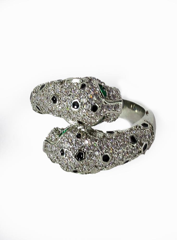 Double Head Jaguar Ring White Diamond Sterling Silver Cocktail Ring J  Dauphin For Sale at 1stDibs | jaguar white diamond, jaguar diamond ring, silver  jaguar ring